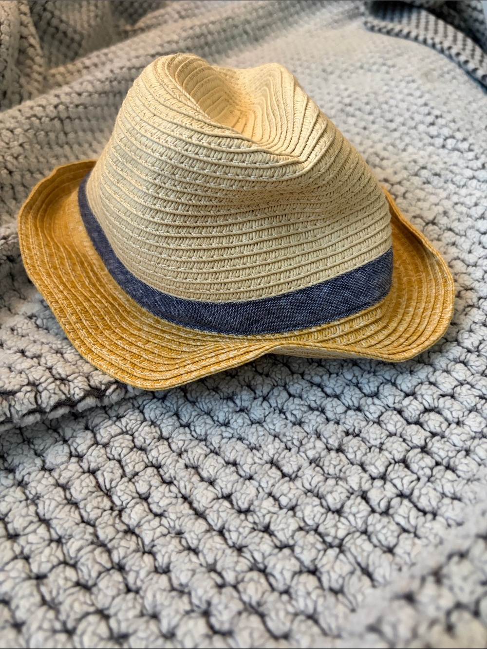 Janie and Jack Straw Fedora with Blue Band